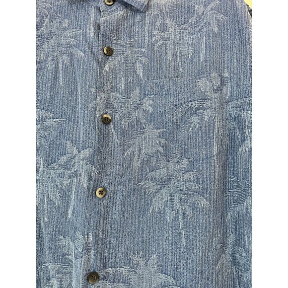 Tommy Bahama Mens Blue Palm Tree Print Short Sleeve Button-Up Shirt Large Casual - Picture 2 of 11